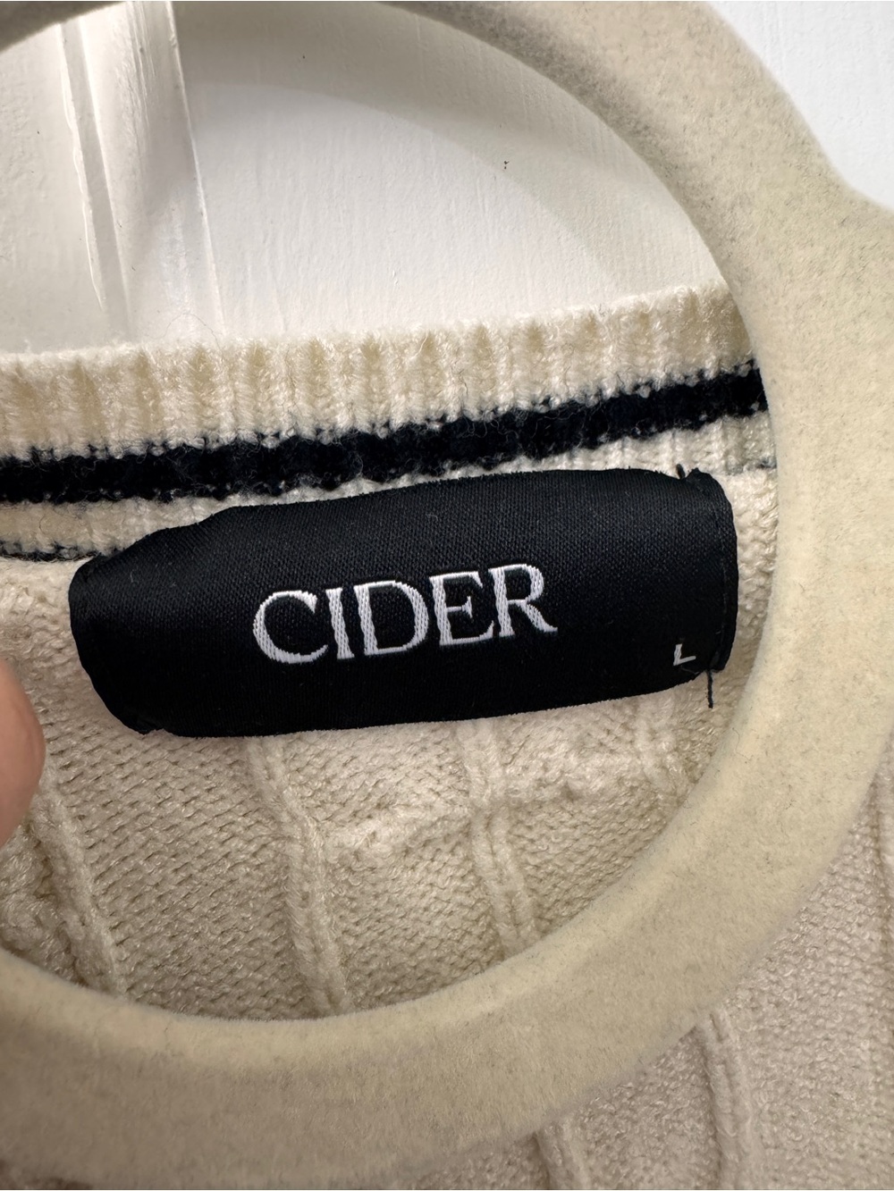 Cider Cream Cable Knit Cardigan with Black Trim - Picture 5 of 7